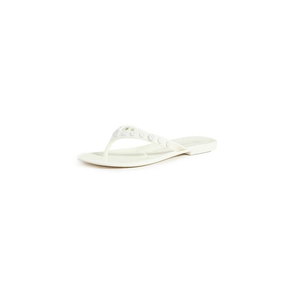 Tory Burch Women's Studded Jelly Thong Sandals, New Ivory, Off White, 8 - Picture 1 of 8